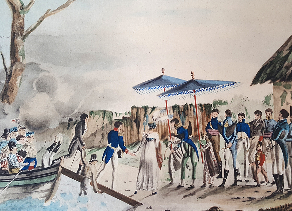 Rose and Louis de Freycinet in Dili (Portuguese Timor) in 1818, painted by Charles Duplomb (photograph via State Library of New South Wales Q980/F, Wikimedia Commons)